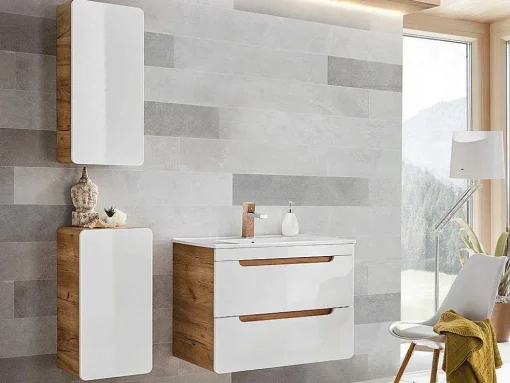 Badkamerkast Naturel En Wit - L35 X B22 X H75 Cm - Aruba