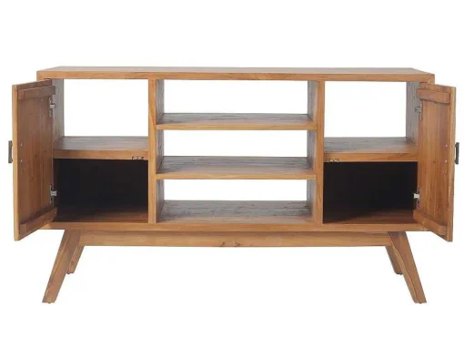 Badkamermeubel In Teakhout Met Dubbele Wastafel En Spiegel - 135 Cm - Gianyar