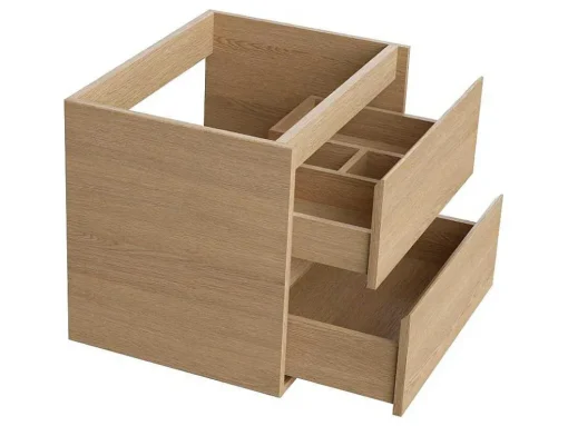 Badkamermeubel Met Opzetwastafel Van Steen - Eikenfineer - 60 Cm - Milipam