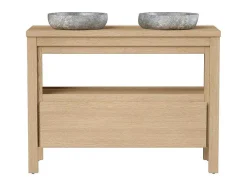 Badkamermeubel Met Opzetwastafel Van Steen - Eikenfineer - 120 Cm - Cosmoti