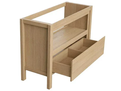 Badkamermeubel Met Opzetwastafel Van Steen - Eikenfineer - 120 Cm - Cosmoti