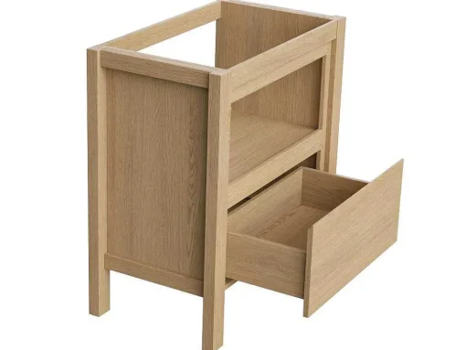 Badkamermeubel Met Wastafel Van Steen - Eiken Fineer - 80 Cm - Cosmoti