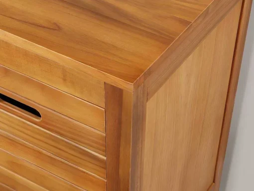 Badkamermeubel Van Acaciahout Met Dubbele Wastafel En Spiegels - 130 Cm - Pulukan