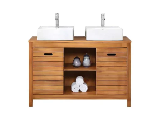Badkamermeubel Van Acaciahout Met Enkele Wastafel - 130 Cm - Pulukan