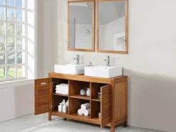 Badkamermeubel Van Acaciahout Met Dubbele Wastafel En Spiegels - 130 Cm - Pulukan