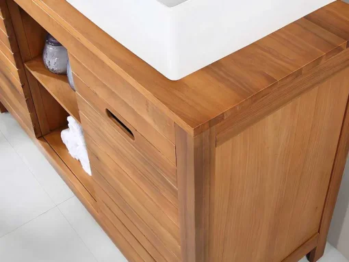 Badkamermeubel Van Acaciahout Met Enkele Wastafel - 130 Cm - Pulukan