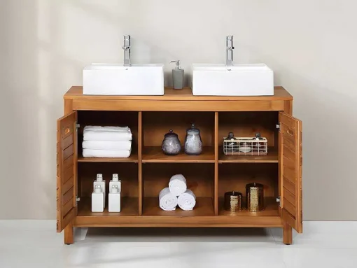 Badkamermeubel Van Acaciahout Met Enkele Wastafel - 130 Cm - Pulukan