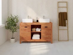 Badkamermeubel Van Acaciahout Met Enkele Wastafel - 130 Cm - Pulukan