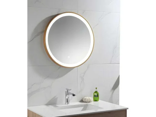Badkamerspiegel Rond Met Led-Verlichting Numea - L60 X H60 Cm - Goudkleurig
