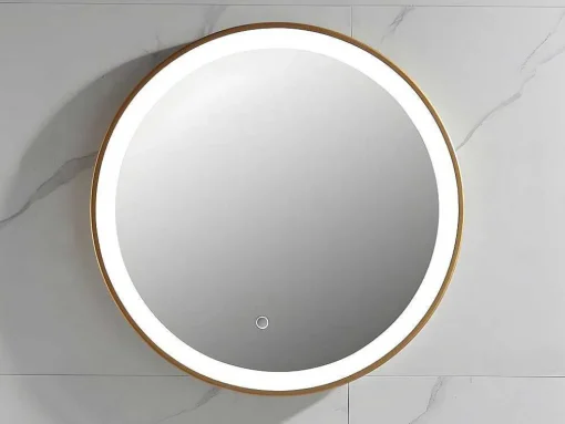 Badkamerspiegel Rond Met Led-Verlichting Numea - L60 X H60 Cm - Goudkleurig