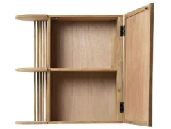 Badkamerwandkast Van Teak Met Spiegel En Nissen - Naturel - Cimahi
