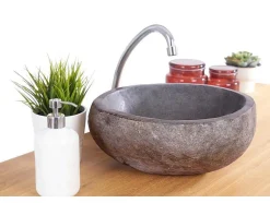 Badkamerwastafel Van Riviersteen Stone - Kleur Grijs