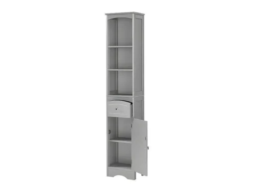 Badkamerzuil - H 170 Cm - Met 1 Lade En Verstelbare Planken - Grijs