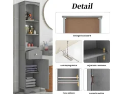 Badkamerzuil - H 170 Cm - Met 1 Lade En Verstelbare Planken - Grijs
