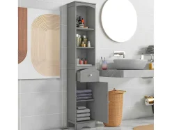 Badkamerzuil - H 170 Cm - Met 1 Lade En Verstelbare Planken - Grijs
