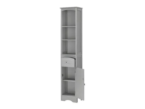 Badkamerzuil - H 170 Cm - Met 1 Lade En Verstelbare Planken - Grijs