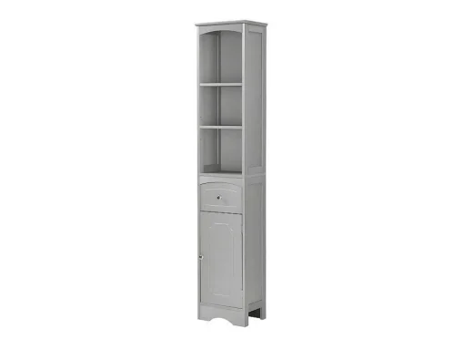 Badkamerzuil - H 170 Cm - Met 1 Lade En Verstelbare Planken - Grijs