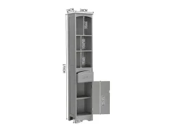 Badkamerzuil - H 170 Cm - Met 1 Lade En Verstelbare Planken - Grijs