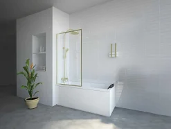 Badscherm Goudkleurig Industriele Stijl 80 X 140 Cm Gehard Glas Bradenton