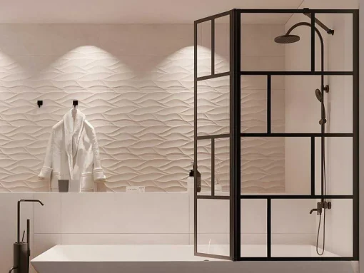 Badscherm In Industriele Stijl Met Beweegbaar Deel - 100 X 140 Cm - Obelini