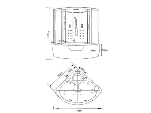 Baignoire-Douche Hydromassagehoek 150 X 150 Cm Narciso