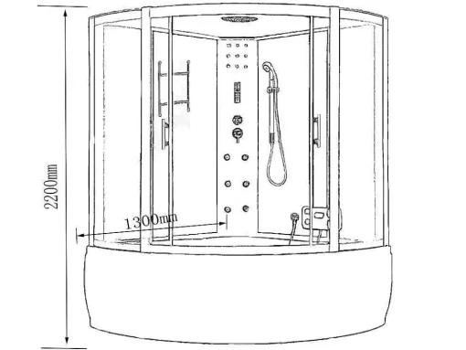 Baignoire-Douche Hydromassagehoek Chromotherapie 130 X 130 Cm - Aster