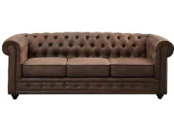 Bankstel En Fauteuil Chesterfield Van Microvezel Met Vintage Look