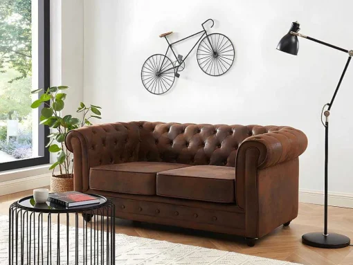 Bankstel En Fauteuil Chesterfield Van Microvezel Met Vintage Look
