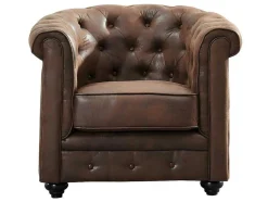 Bankstel En Fauteuil Chesterfield Van Microvezel Met Vintage Look