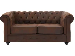 Bankstel En Fauteuil Chesterfield Van Microvezel Met Vintage Look