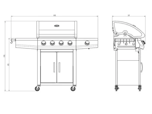 Barbecue Op Gas Met 4 Branders En 1 Rechaud Aan De Zijkant 143 X 54 X 115 Cm - Smoky