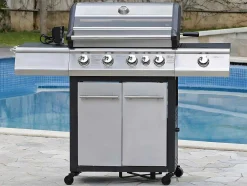 Barbecue Op Gas Met 4 Branders, 1 Rechaud Aan De Zijkant En 1 Grill 148 X 56 X 121 Cm - Roasty