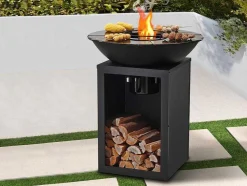 Barbecue Plancha Brasero Op Houtskool Met Opbergruimte 80 X 80 X 96 Cm, Zwart - Ignos