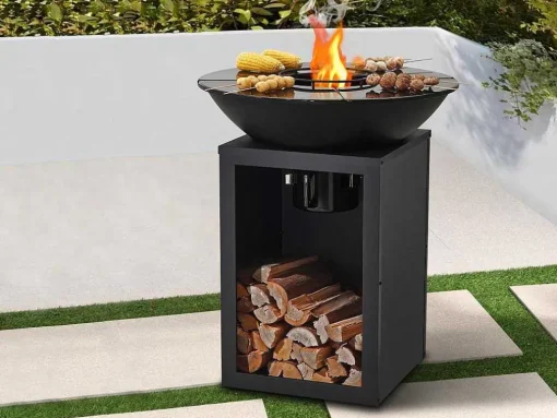 Barbecue Plancha Brasero Op Houtskool Met Opbergruimte 80 X 80 X 96 Cm, Zwart - Ignos