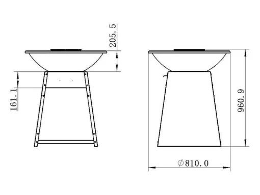 Barbecue/Plancha/Vuurkorf Van Staal - L81 X B81 X D96 Cm - Zwart - Corvera