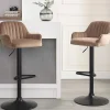 Barkruk Van Velours En Zwart Metaal - Verstelbare Hoogte - Beige - Eleana