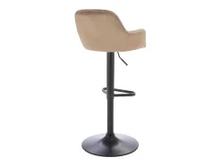 Barkruk Van Velours En Zwart Metaal - Verstelbare Hoogte - Beige - Eleana