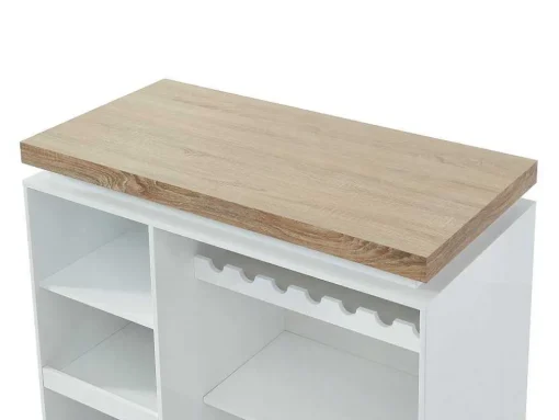 Barmeubel Halo Ii - Wit Gelakt Mdf - Leds - Wit En Eik