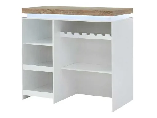 Barmeubel Halo Ii - Wit Gelakt Mdf - Leds - Wit En Eik