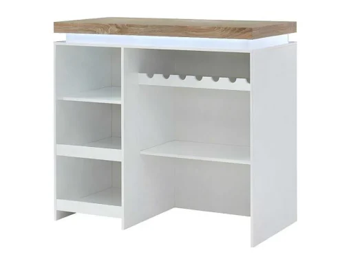 Barmeubel Halo Ii - Wit Gelakt Mdf - Leds - Wit En Eik