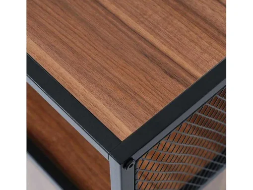 Barmeubel, Laag Dressoir - 2 Deuren En 4 Nissen - Mdf - Industriele Stijl - Kleuren: Bruin En Zwart