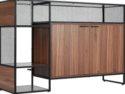 Barmeubel, Laag Dressoir - 2 Deuren En 4 Nissen - Mdf - Industriele Stijl - Kleuren: Bruin En Zwart