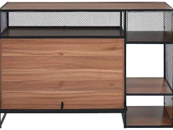 Barmeubel, Laag Dressoir - 2 Deuren En 4 Nissen - Mdf - Industriele Stijl - Kleuren: Bruin En Zwart