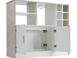 Barmeubel, Laag Dressoir Met Opbergruimte - Mdf - Eigentijdse Stijl - Kleuren: Grijs En Wit