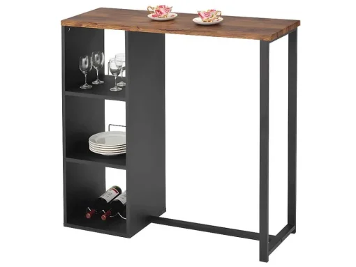 Barmeubel Morena - Metaal En Mdf - Blad Walnoteneffect
