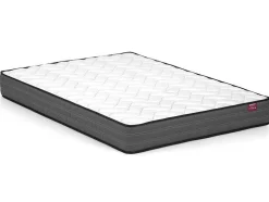 Bed 140 X 190 Cm Met Hoofdbord Met Verticale Stiksels - Velours - Groenblauw + Matras - Feroya