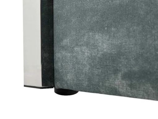 Bed 140 X 190 Cm Met Hoofdbord Met Verticale Stiksels - Velours - Groenblauw + Matras - Feroya