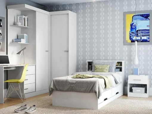 Bed Boris Met Laden En Opbergruimte - Wit - 90X190 Cm