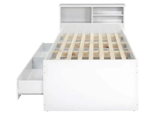 Bed Boris Met Laden En Opbergruimte - Wit - 90X190 Cm