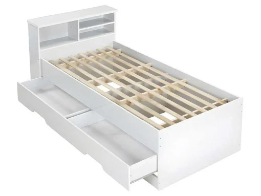 Bed Boris Met Laden En Opbergruimte - Wit - 90X190 Cm